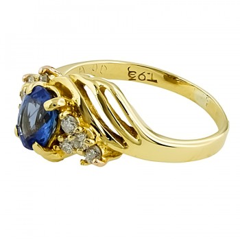 18ct gold Sapphire/Diamond Cluster Ring size I